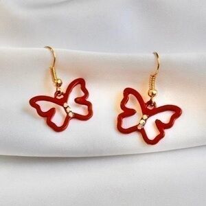 Mini Butterfly Earrings in Red